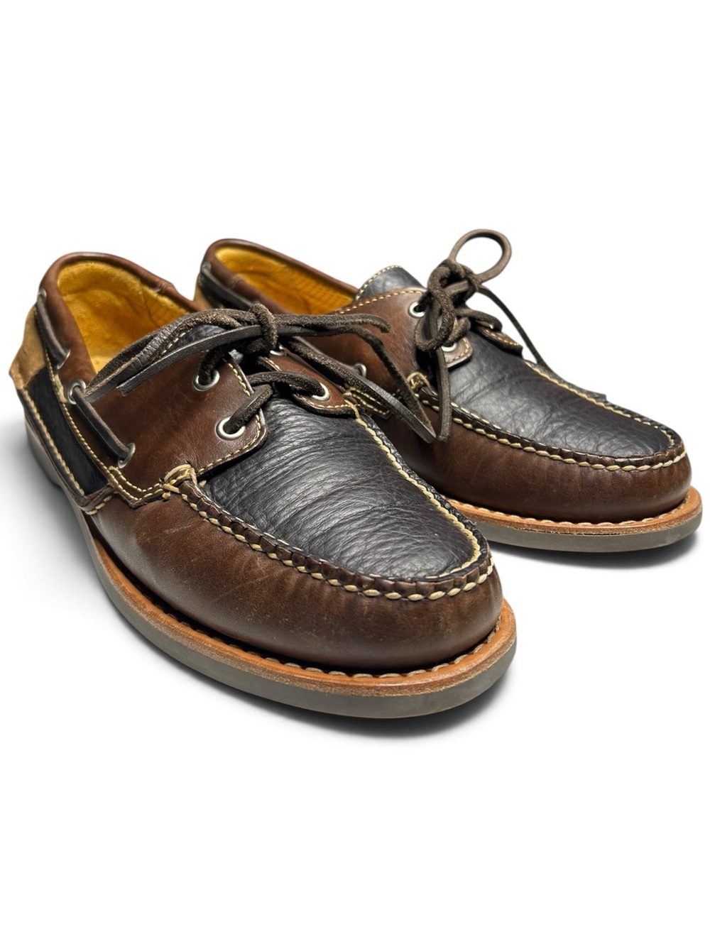 Vintage Ernest Hemingway Two Tone Leather Boat Shoes Vibram Sole Mens 9.5 M